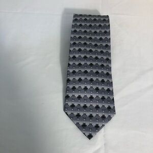 Giorgio Cosani 100% Silk Tie Handmade Black Gray Geometric Pattern Men Grandpa